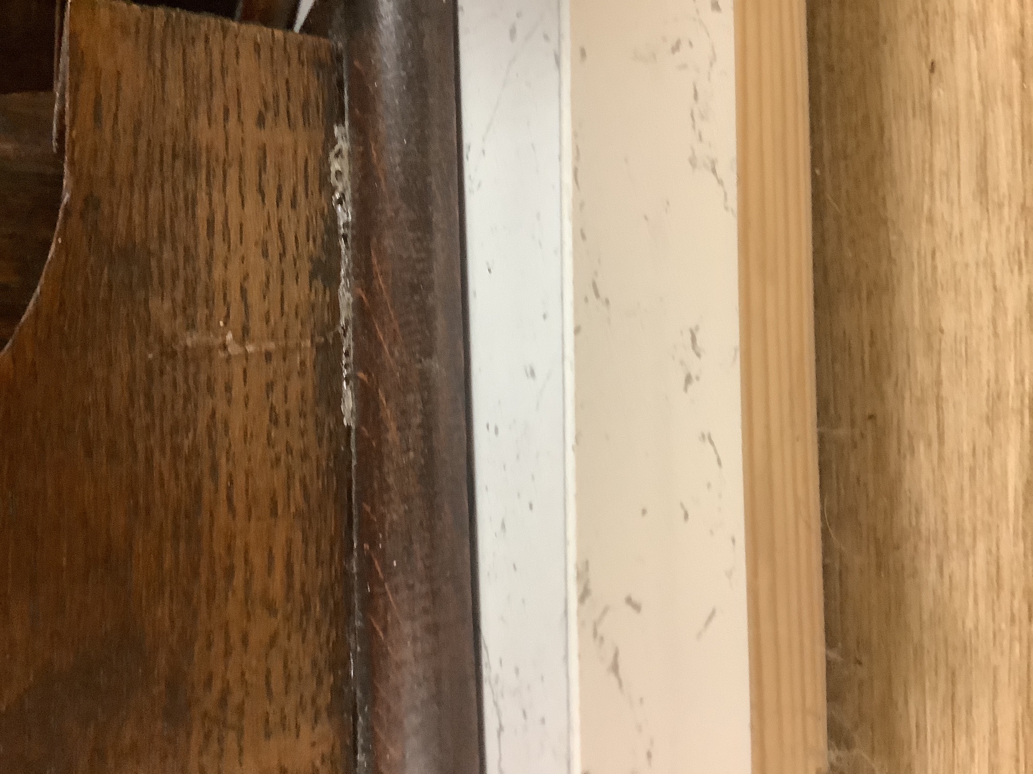 A Victorian wall shelf and oak letter box, tray, etc